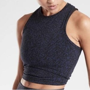 Athleta Shanty Navy and Black Printed Active Crop Top Size S.